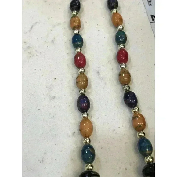 Vintage Unique Chunky‎ Beaded Necklace Multicolored Marbled Beads Grandmacore - Picture 13 of 15